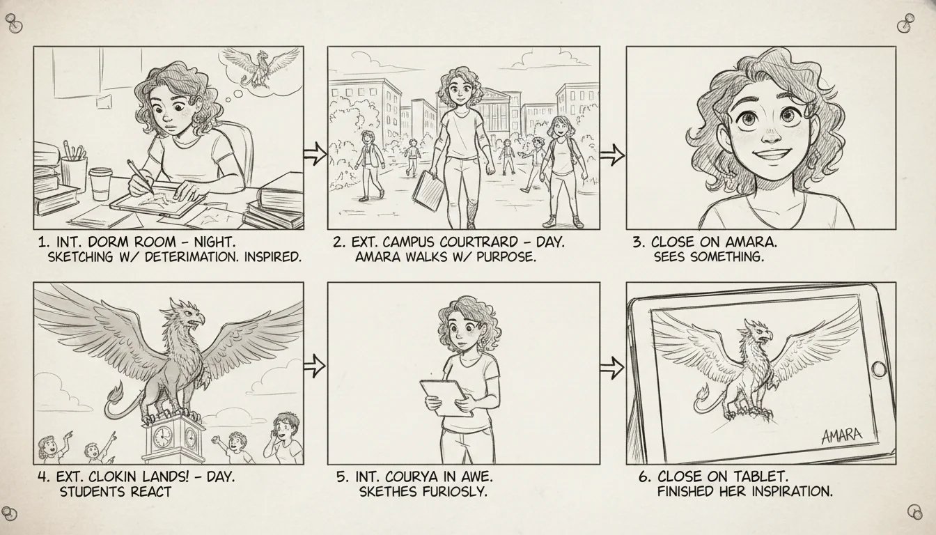 Secuencia de storyboard, trabajo de estudiantes