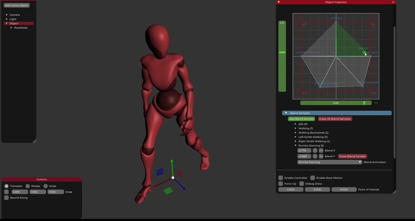 Blending de animación esquelética con un blend space 2D