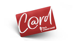 red HochSchwarzwald Card guest card on white background