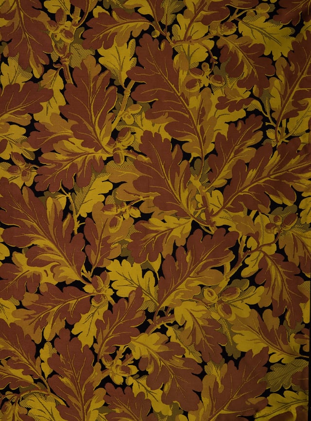 Lampas Feuilles de Chênes  Noir (Carré)