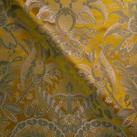 Vignette de Lampas Décor à dentelle Jaune trame creme vert (Roll 2)