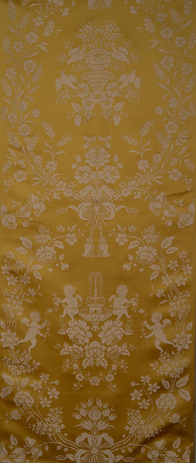 Lampas putti Jaune trame creme (Carré)