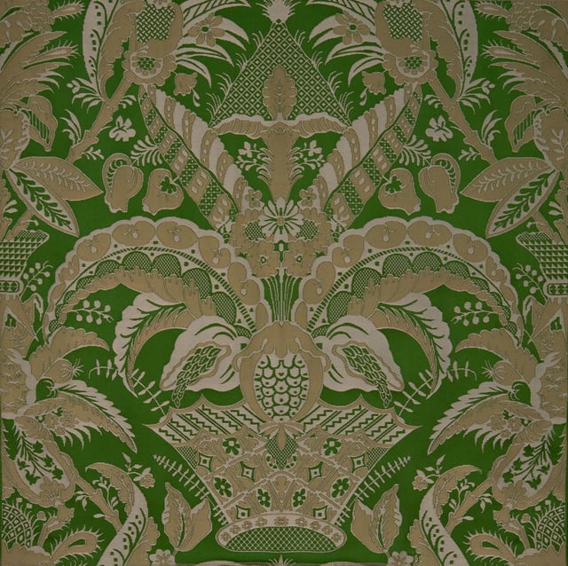 Lampas Décor à dentelle Vert vif (Carré)
