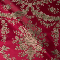Vignette de Lampas Bouquets et Guirlandes Cramoisi creme vert (Roll)