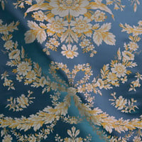 Vignette de Lampas Bouquets et Guirlandes Gros bleu  trame creme (Roll 2)