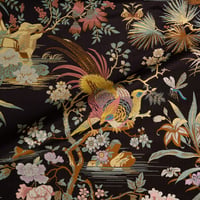 Vignette de Lampas Polychrome aux Faisans Noir (Roll)