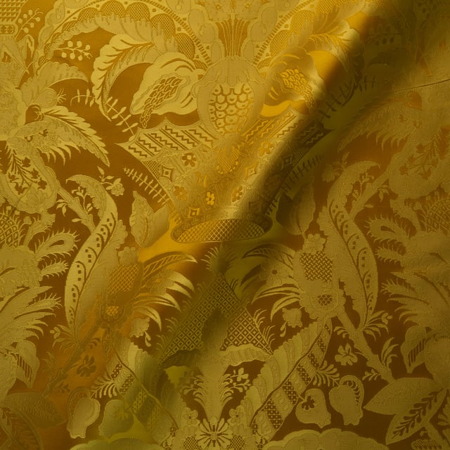 Lampas Décor à dentelle Jaune trame jaune (Roll 2)