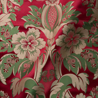 Vignette de Lampas 2 lats Fulda Cramoisi vert beige (Roll 2)