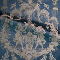 Vignette de Lampas 2 lats Léopards Gros bleu trame creme (Roll)