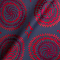 Vignette de Toile Suzani Bleu et Rouge (Roll 2)