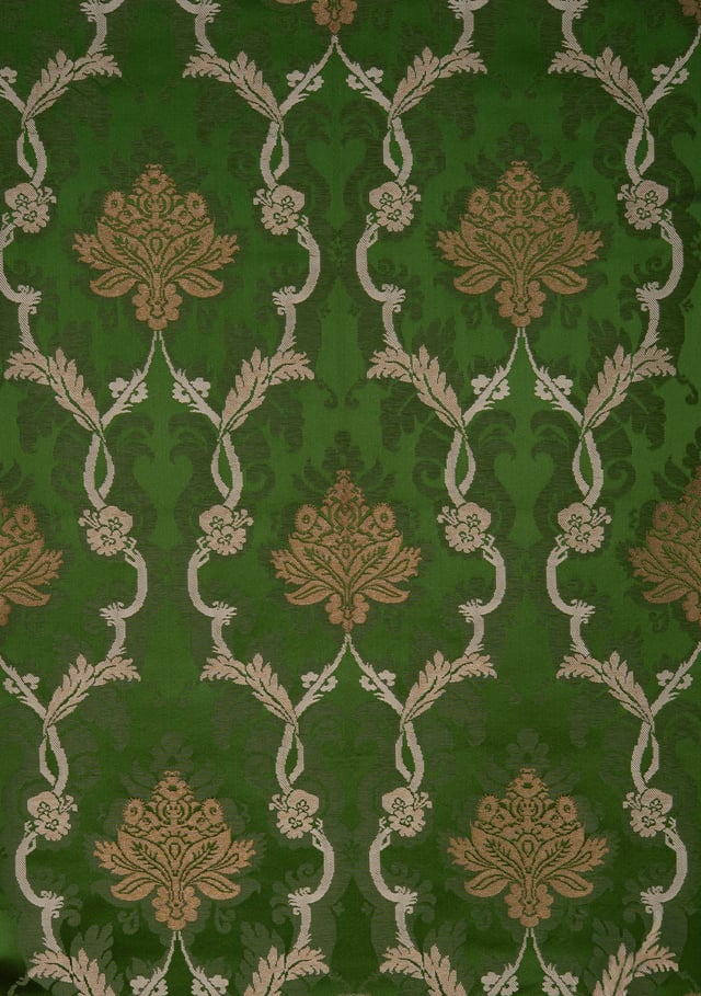 Brocart Renaissance Vert & crème (Carré)