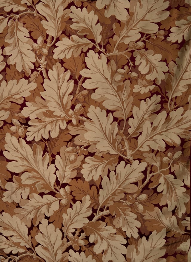 Lampas Feuilles de Chênes  Marron (Carré)