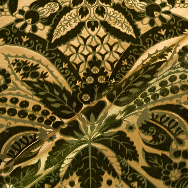 Velours ciselé Chiswick Fond jaune poil vert (Roll)