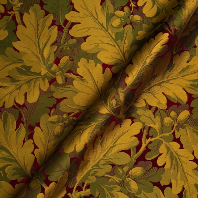 Lampas Feuilles de Chênes  Pourpre et Vert (Roll)