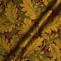 Vignette de Lampas Feuilles de Chênes  Pourpre et Vert (Roll)