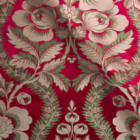 Vignette de Damas trois couleurs Cramoisi crème vert (Roll)