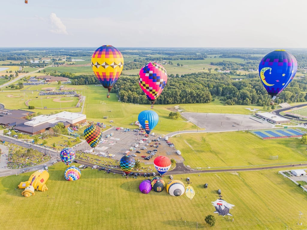 Multiple balloons lifting off together