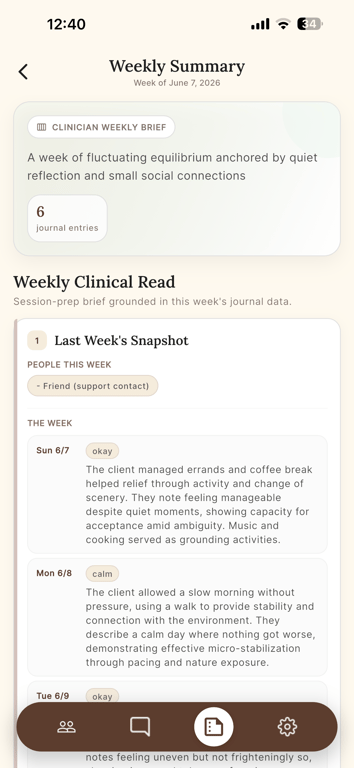 PathwayNotes weekly clinical read screen