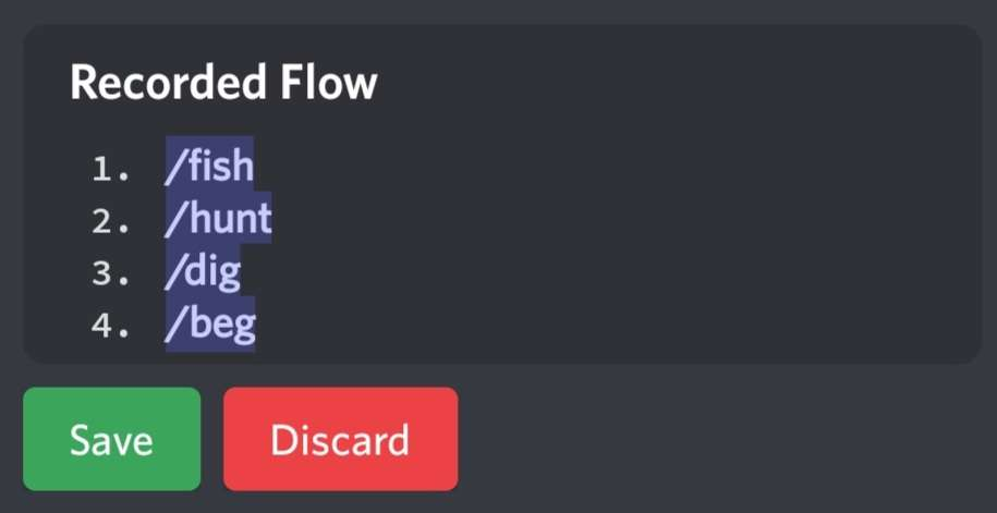 List of commands
