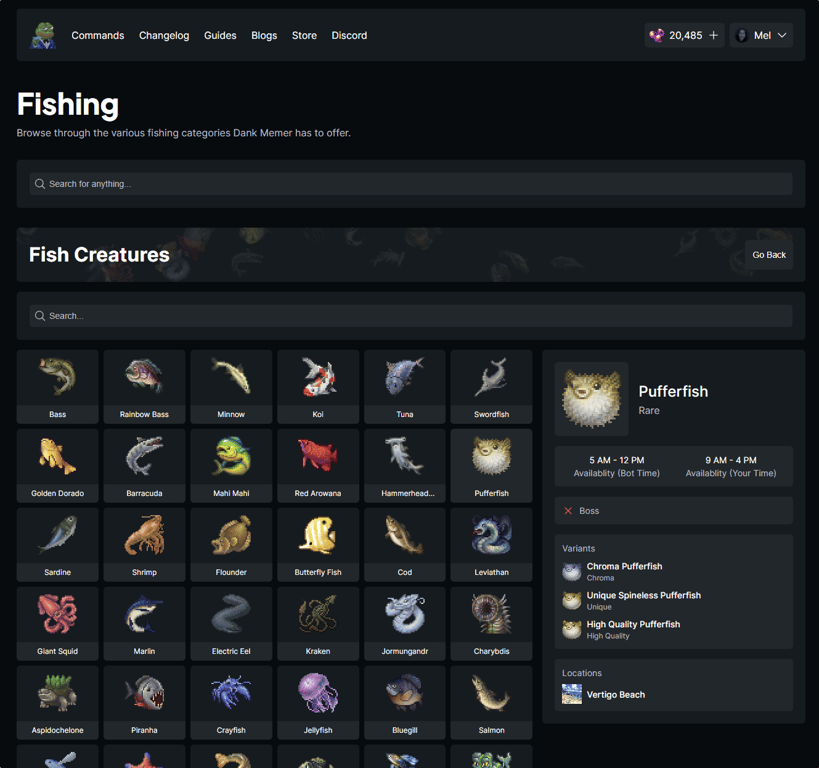 Fishing Knowledgebase Creatures @90%