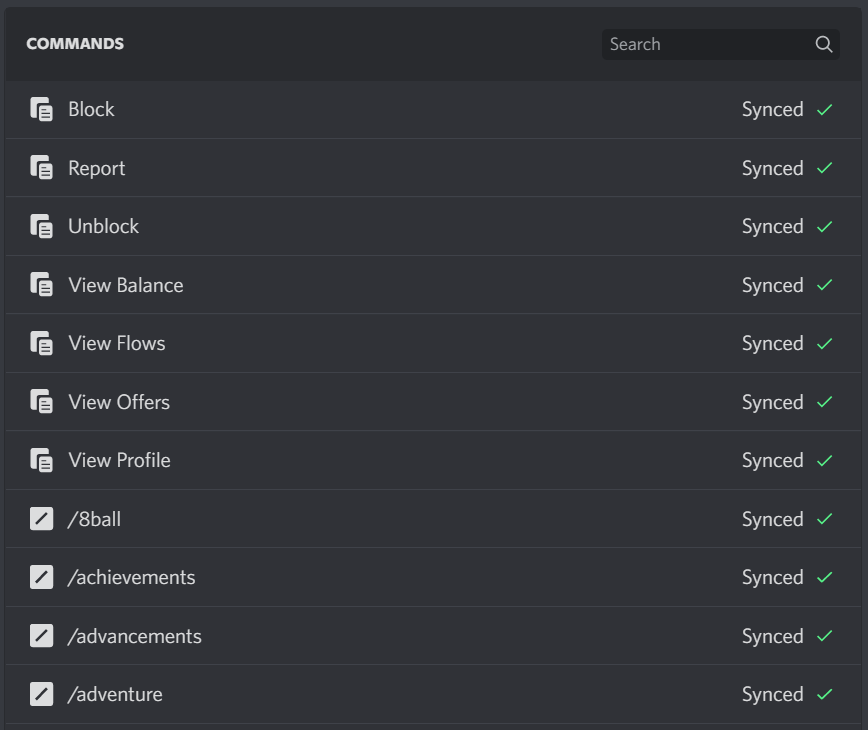 Commands being synced