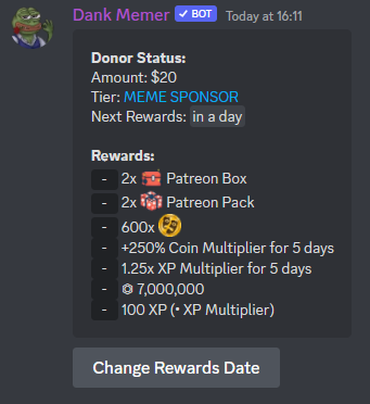 Donor status embed