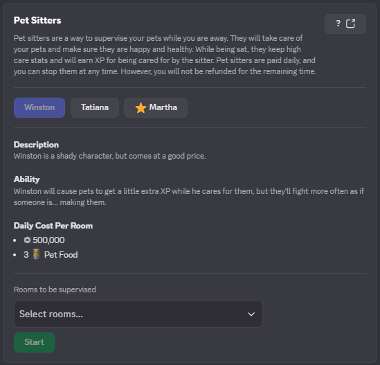 Pet sitter command view.