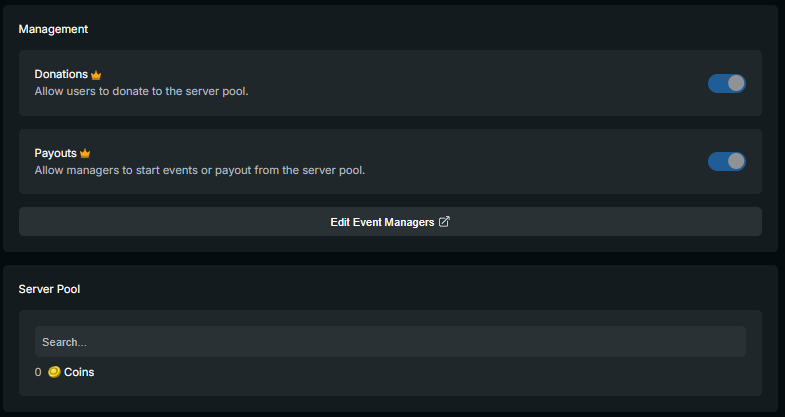 Some server pool management options.