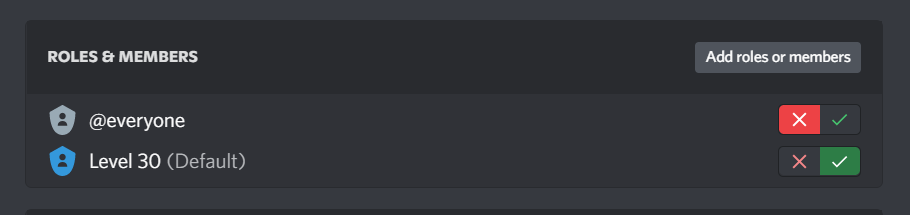 Enabled perms for only specific roles