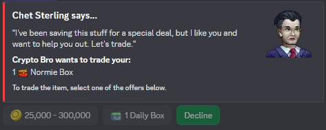 NPC offering a trade.