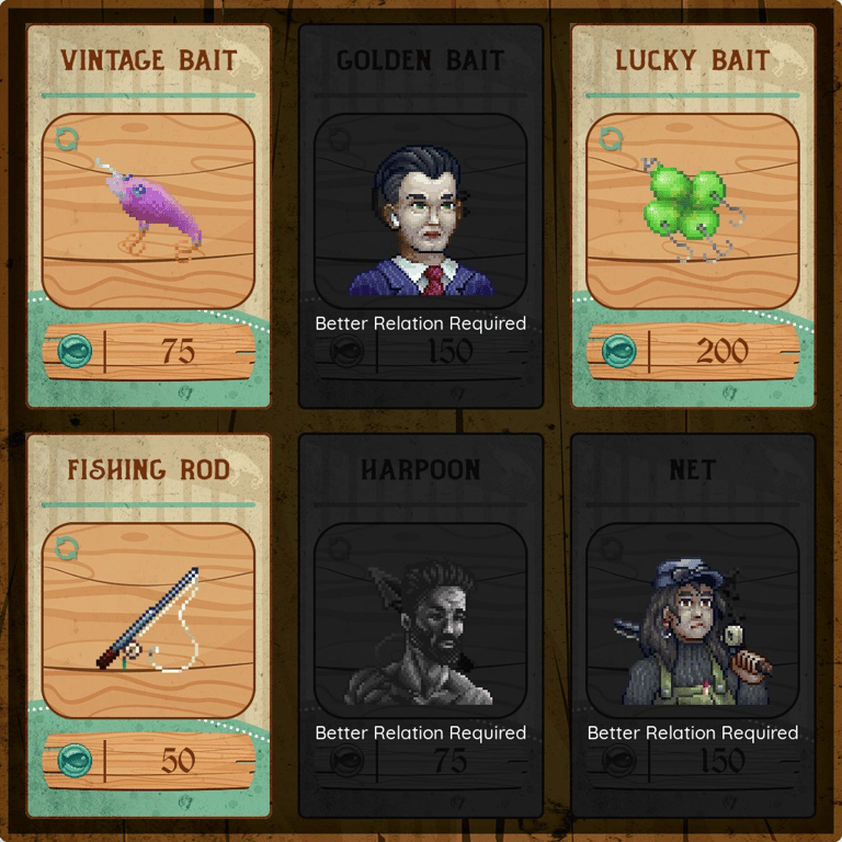 NPC offerings in the fish shop