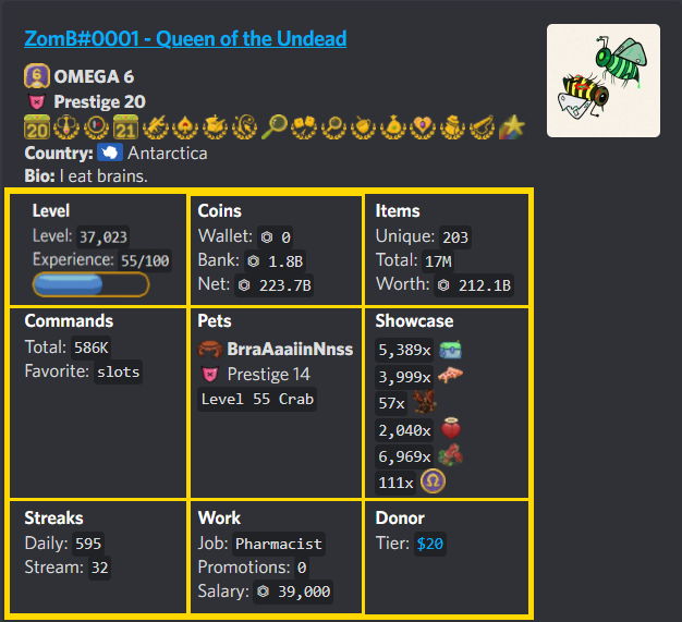 Profile with grid to show sections.