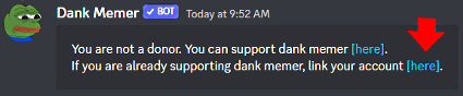 Unlinked donor status message