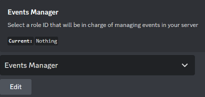Events manager settings