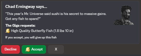 Chad asking for a fish.