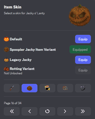 Jacky item skin selection.