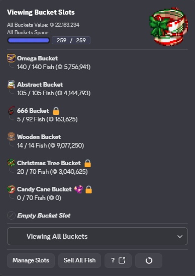 Viewing your fish buckets.