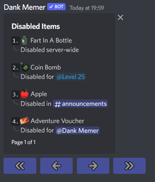 Certain items being disabled