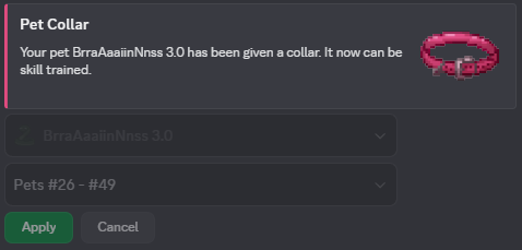 Pet collar usage embed.