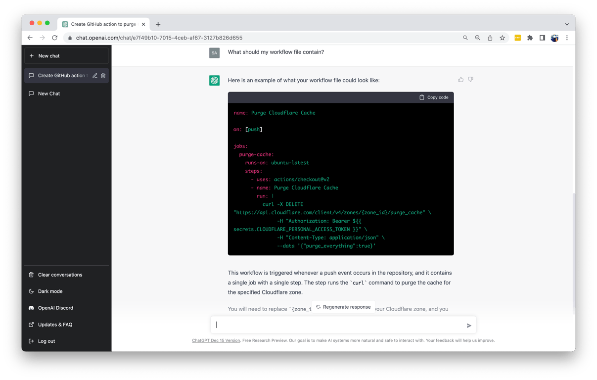 Second ChatGPT Question