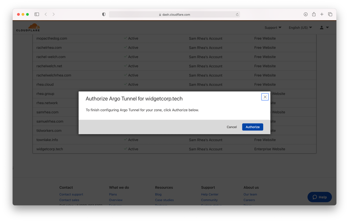 Auth into Cloudflare