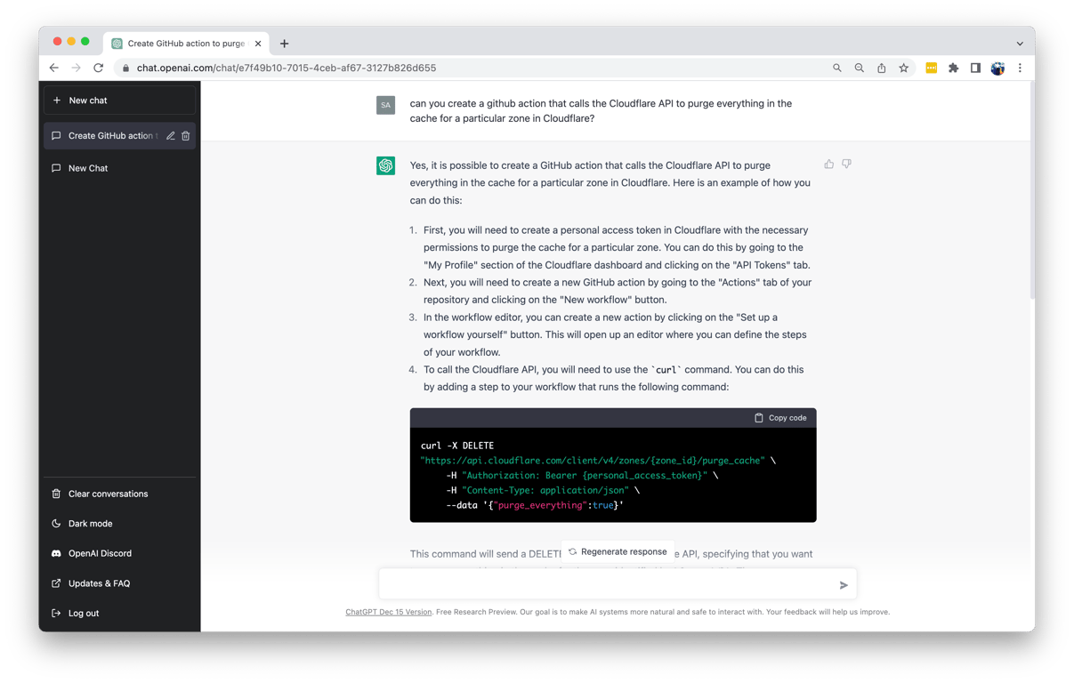 First ChatGPT Question