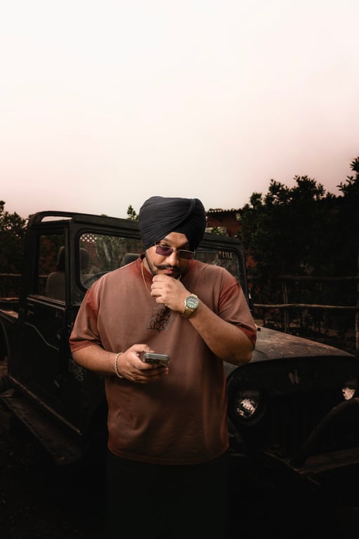 Riar Saab portrait in a farmyard setting