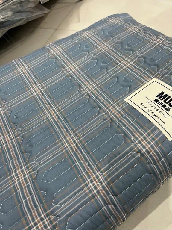 Bộ ga trần kèm vỏ gối cotton sợi tre MUJl