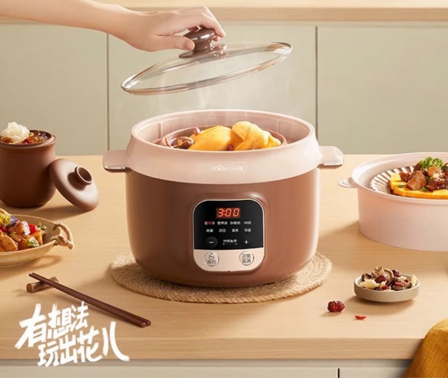 NỒI NẤU CHẬM BEAR 2.5L DDZ-C25X7 - KÈM GIÁ HẤP