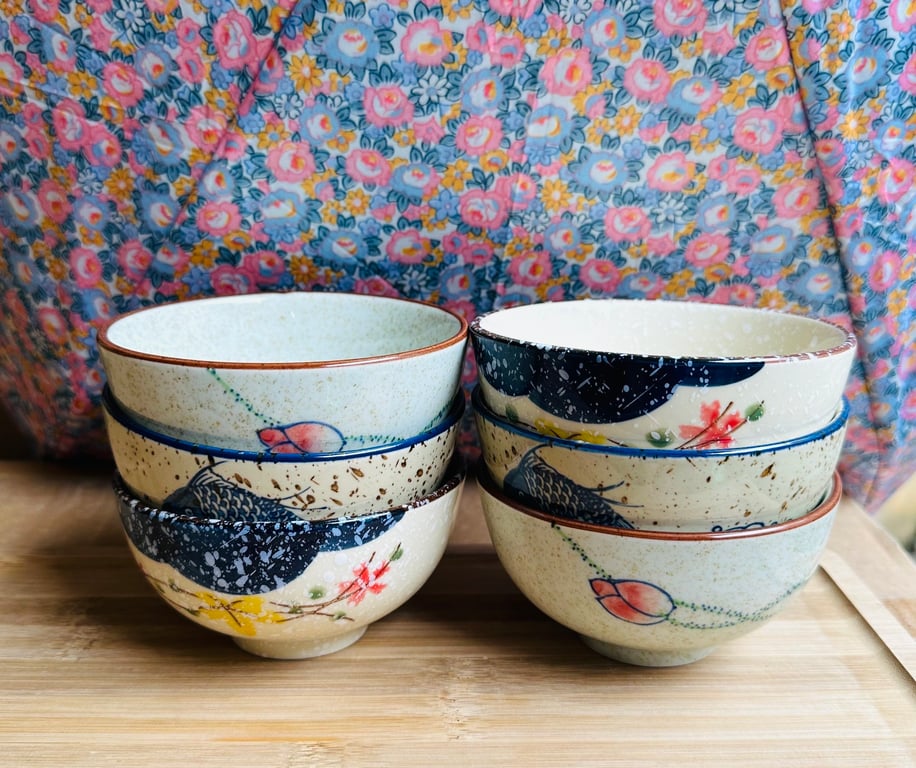 Set 6 bát cơm mẫu hoa văn cổ