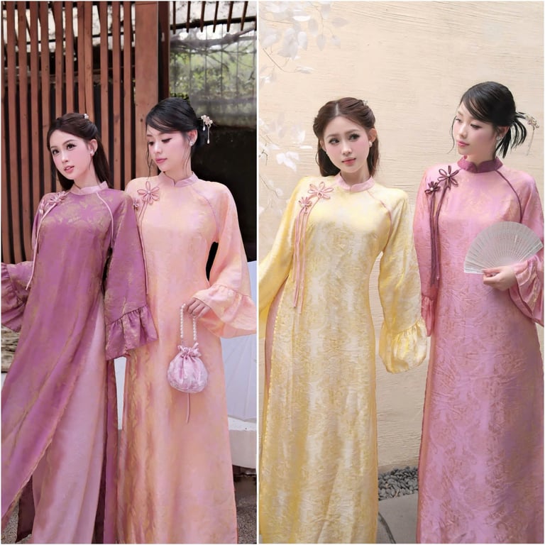 AD tơ thọ ánh kim tay loe - hồng