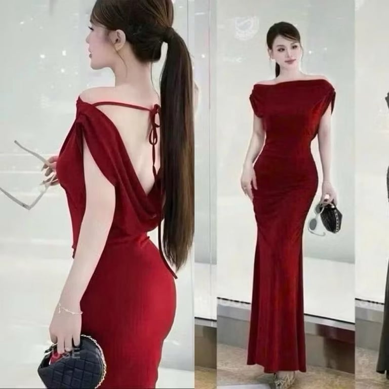 ĐẦM CỘT DÂY LƯNG PHÍA SAU dài