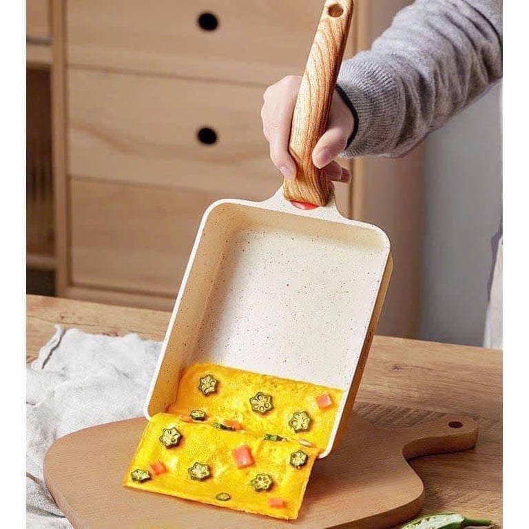 Chảo chống dính chữ nhật làm bánh, làm đồ ăn sáng đa năng.