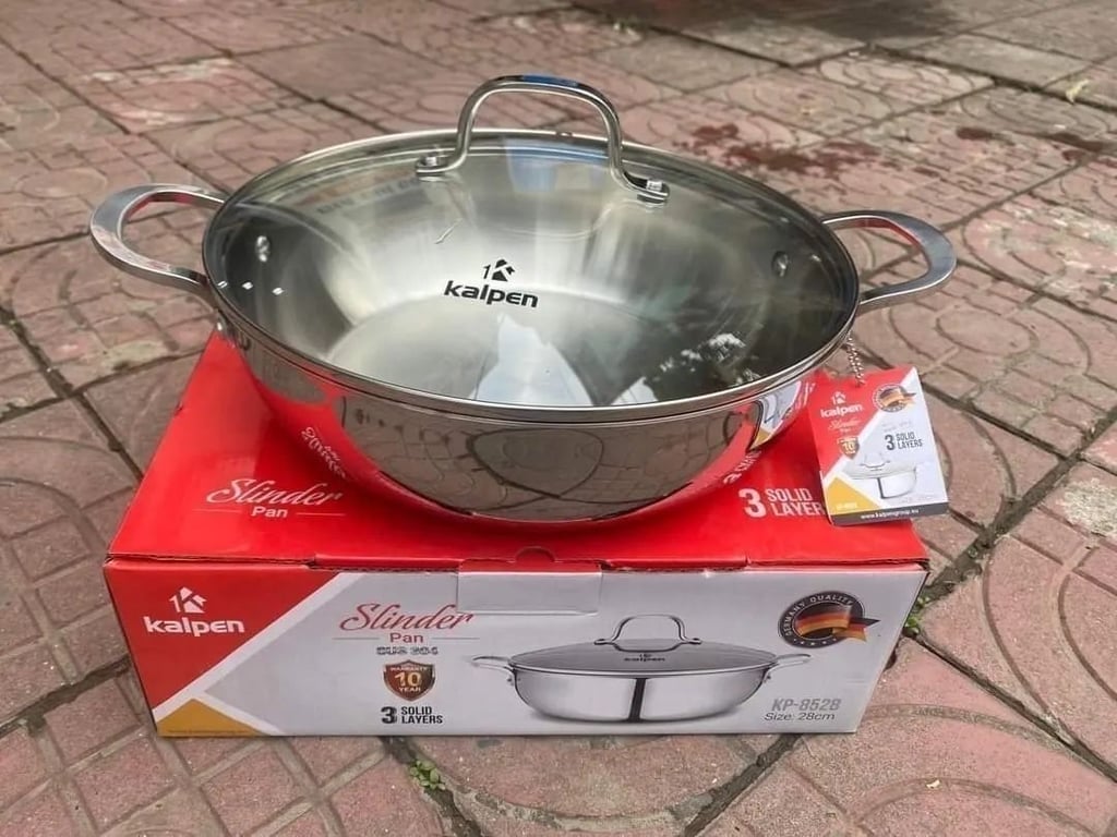 CHẢO XÀO LẨU INOX ĐÚC LIỀN KHỐI KALPEN SIZ8 30CM